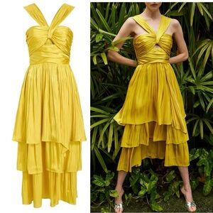 CINQ À SEPT  Malia Midi Dress Shimmering Yellow